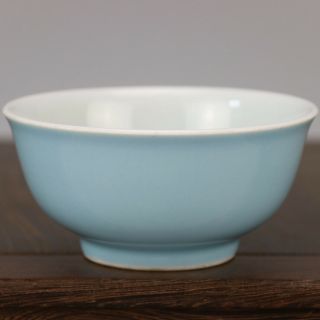 Chinese Antique Old Hand - Carved Porcelain Sky Blue Glaze A Small Bowl H