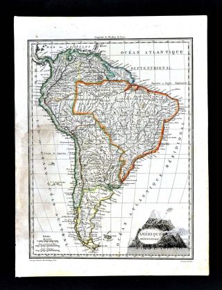 1812 Malte Brun Lapie Map - South America Brazil Argentina Chile Peru Patagonia