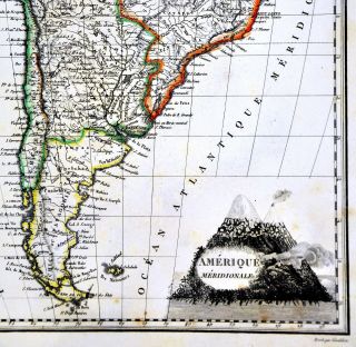 1812 Malte Brun Lapie Map - South America Brazil Argentina Chile Peru Patagonia 3