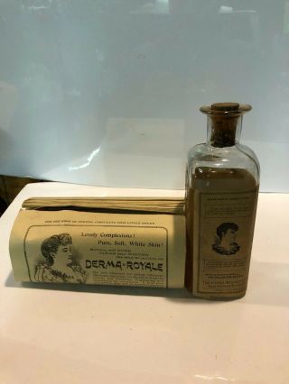 Derma Royale Skin Cincinnati Oh Antique Druggist Medicine Quack Patent Bottle