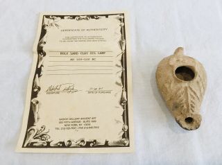 Holy Land Clay Oil Lamp Ancient Jerusalem Herodian Pottery Ad 100 - 100 Bc