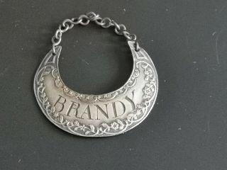 Art Nouveau Silver Plate On Copper Metal Brandy Decanter Label Spirit Label