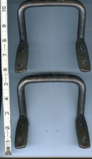 Two Old Iron Handles,  5 " X 6 " Heavy Duty Vintage Handles