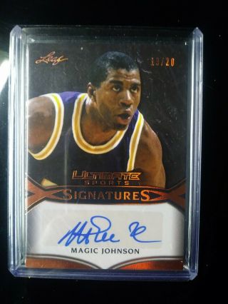 /20 Rare Leaf Ultimate Magic Johnson Auto Autograph 13/20 La Lakers Nba
