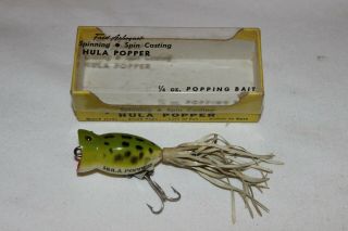 Vintage Arbogast Hula Popper 1 1/2 " Spinning Size Fishing Lure 771 F W/ Box