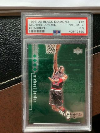 1998 - 99 Ud Black Diamond Michael Jordan Quadruple Diamond Rare Psa