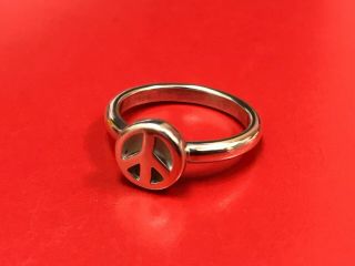 Retired / Rare James Avery Peace Sign Ring Sterling Silver Size 7