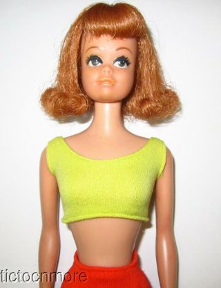 Vintage Barbie Friend Midge Doll Redhead W/ Tagged Suit Brown Eye Repaint