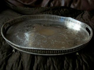 An Antique Silver Plated On Copper Gallery Tray.  Made In Sheffield.
