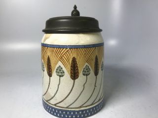 Antique German Mettlach Villeroy Boch Wheat Spike Beer Ceramic Stein Mug 1900s 2