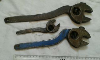 3 Antique Vintage Adjustable Spanner Wrench Clyburn Type