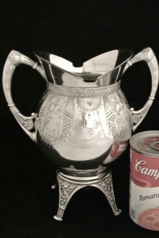 Victorian Oversized Meriden B Silver Plate Embossed Chased Waste Pot Tea Caddy