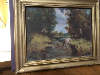 Antique Landscape Painting Forest Setting Late 1800,  S Old Oil Signed By C.  Snith