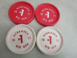 Vintage Rare Set Of (4) 1970 - 1971 Nebraska Cornhusker Foam Coasters White/red