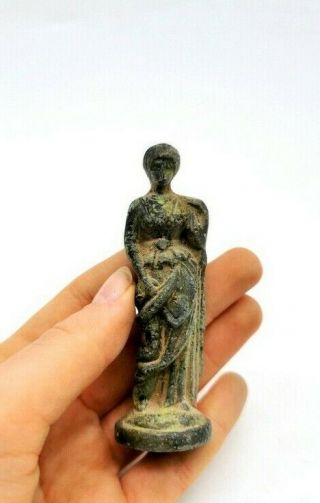 Roman Ca.  400 Ad Bronze Statue Of Goddess Vesta - R882