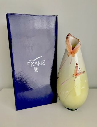 Franz Porcelain Butterfly Vase Rare