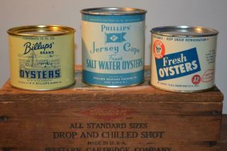 Three Rare Vintage Oyster Cans Phillip 