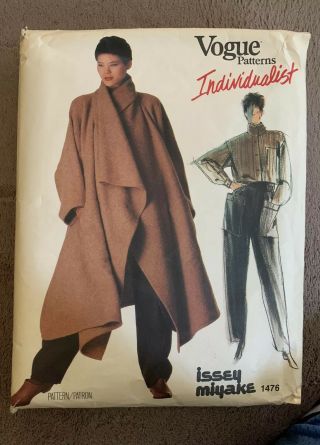 Vintage Vogue 1476 Issey Miyake Sz 8 Coat Shirt Pants Cut Rare