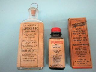 2 Rare Medicine Bottles 1 W/ Box Dr.  Sylvester 