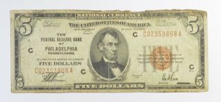 Rare 1929 $5.  00 Nat 