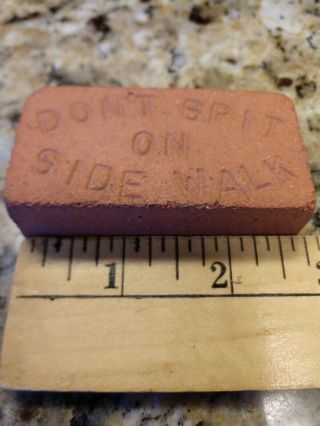 Miniature Don’t Spit On Sidewalk Brick Paperweight Salesman Sample ? Rare