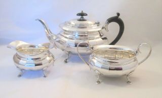 A Fine 3 Piece Art Deco Silver Plated Tea Set