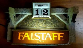 Rare Vintage Falstaff Beer Light Cash Register Sign Calendar Tavern Advertising