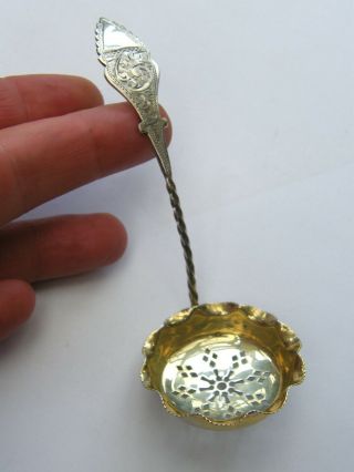 Antique - Edwardian - Ornate Solid Silver Sieved Infuser Spoon - W.  Devenport - C1901