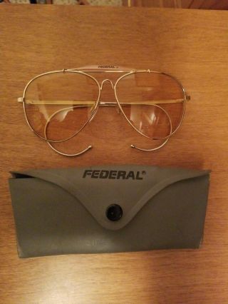 Rare Vintage Federal Yellow Aviator Style Shooting Glasses Grade A1