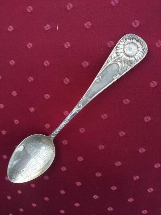 Antique Sterling Silver Spoon Kansas State Capitol Mono Floral 24 Grams