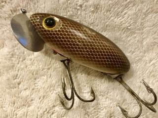 Fishing Lure Fred Arbogast Rare Brown Scale 5/8 Jitterbug Tackle Box Crank Bait