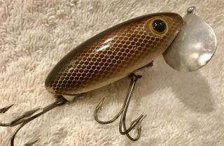 Fishing Lure Fred Arbogast Rare Brown Scale 5/8 Jitterbug Tackle Box Crank Bait 2
