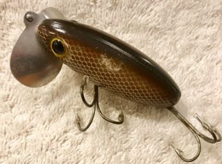 Fishing Lure Fred Arbogast Rare Brown Scale 5/8 Jitterbug Tackle Box Crank Bait 3