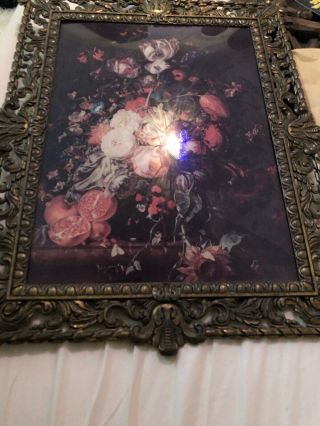 Vintage Ornate Picture In Metal Frame Mod Dep,  Made In Italy