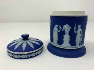 Antique Vintage Wedgwood Blue And White Jasperware Goddesses Tree Cherub Jar