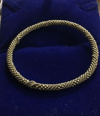 Antique Victorian Gold Hand Made Twisted Beaded Rope Jewellery Bracelet Bangle