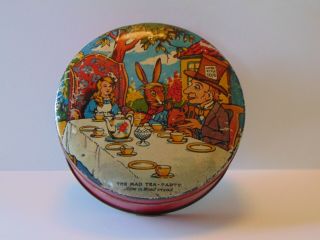 Antique Alice In Wonderland,  The Mad Tea - Party Theme Tin Litho Tin 6 " Diameter