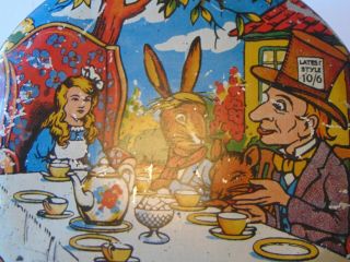 Antique Alice in Wonderland,  The Mad Tea - Party theme tin litho tin 6 
