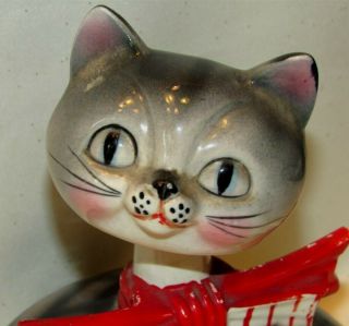 RARE Vintage Feed The Kitty Bobble Head Ceramic Collectible W/ Stopper Bank 2