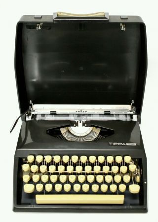 For Repair Rare Vintage Adler Tippa S Cursive Portable Typewriter W/ Cover Case