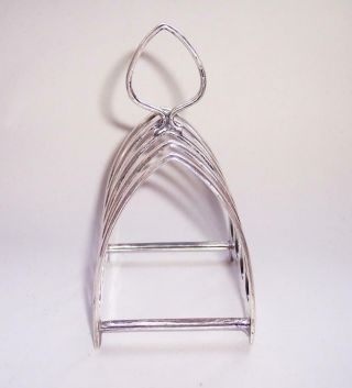 Antique Vintage SILVER Plated TOAST RACK Four Slice GOTHIC ARCH STYLE - W.  S & S 3