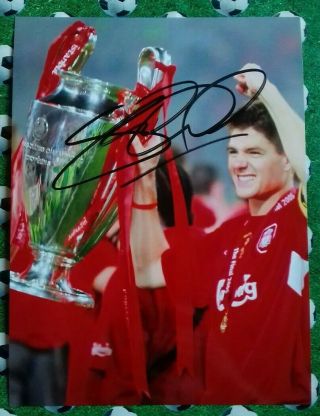 Steven Gerrard Hand Signed Liverpool Fc Photo 8x6 Autograph Rare