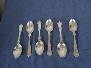 6 X Vintage Silver Plated Epns Kings Pattern Tea Spoons