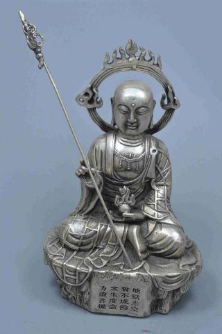 Collectable Souvenir Decor Miao Silver Carve Gracious Buddha Royal Noble Statues