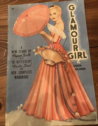 Vintage 1941 Queen Holden Glamour Girl Paper Dolls Book Orig Uncut 20 Hair Dos