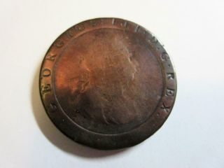 Antique King George Iii Cartwheel Penny Coin Dated 1797