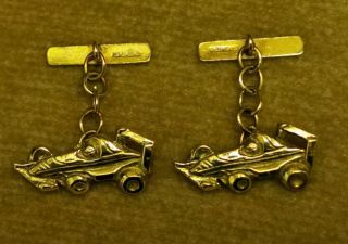 Rare Vintage 9ct Gold Formula 1 Style Racing Car Cufflinks