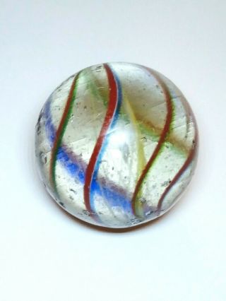 19th Century Antique 45mm German Handmade Glass Swirl Marble W/ Lattice Core