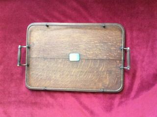 Vintage Wood And Brass Serving Tray