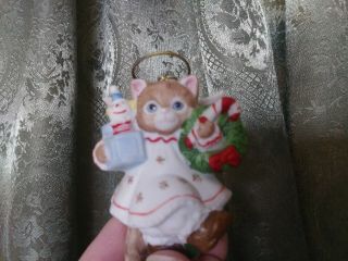 Schmid Christmas Ornament Cat Kitty Cucumber So Cute Rare Vintage Vtg Estate